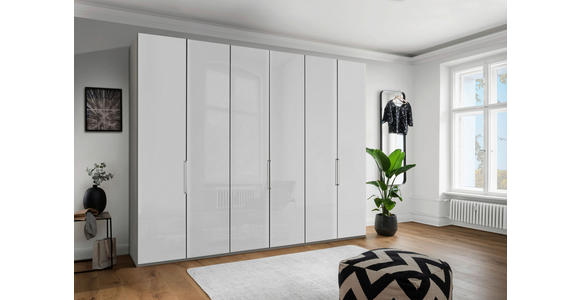 FALTTÜRENSCHRANK in Grau, Weiß - Chromfarben/Weiß, KONVENTIONELL, Glas/Holzwerkstoff (300/236/58cm) - Dieter Knoll