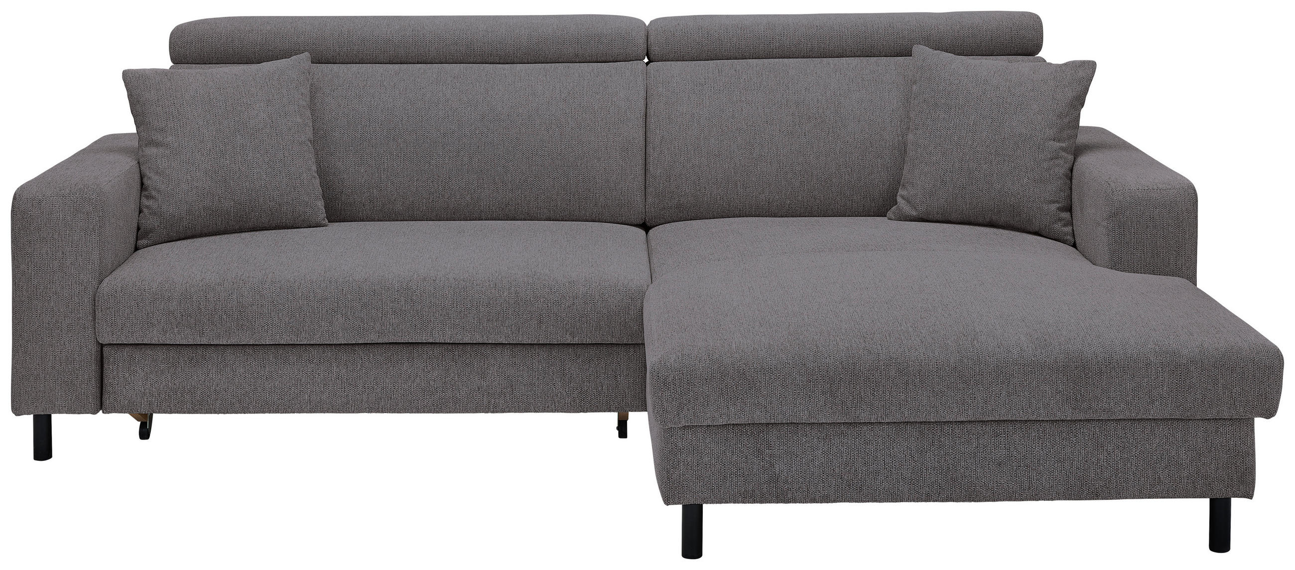 ECKSOFA Anthrazit Flachgewebe  - Anthrazit/Schwarz, Design, Textil/Metall (262/166cm) - Xora