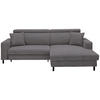 ECKSOFA Anthrazit Flachgewebe  - Anthrazit/Schwarz, Design, Textil/Metall (262/166cm) - Xora