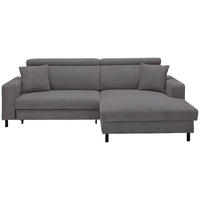 ECKSOFA Ottomane rechts, Eckteil  Anthrazit Flachgewebe  - Anthrazit/Schwarz, Design, Textil/Metall (262/166cm) - Xora