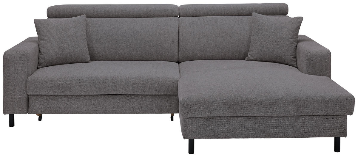 ECKSOFA Ottomane rechts, Eckteil  Anthrazit Flachgewebe  - Anthrazit/Schwarz, Design, Textil/Metall (262/166cm) - Xora