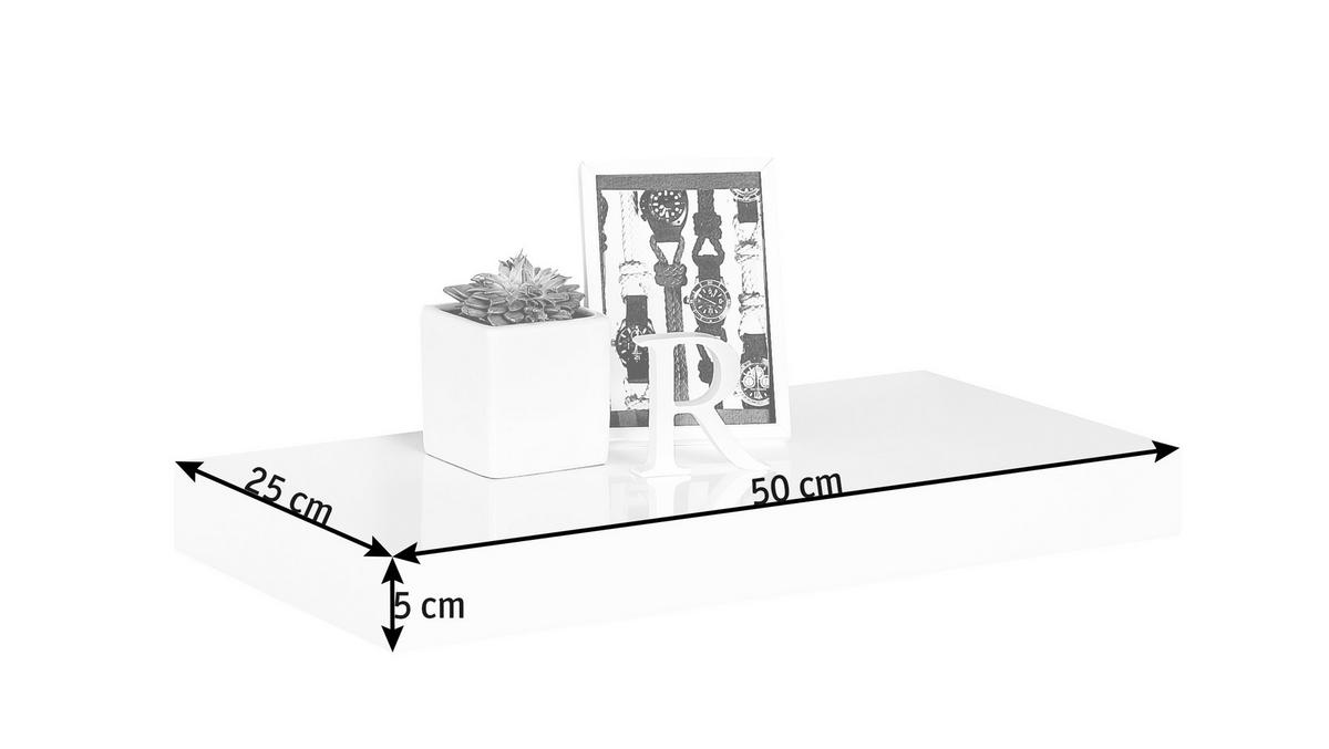 WANDBOARD in 50/5/25 cm Weiss  - Weiss, Design, Holzwerkstoff/Kunststoff (50/5/25cm) - Xora