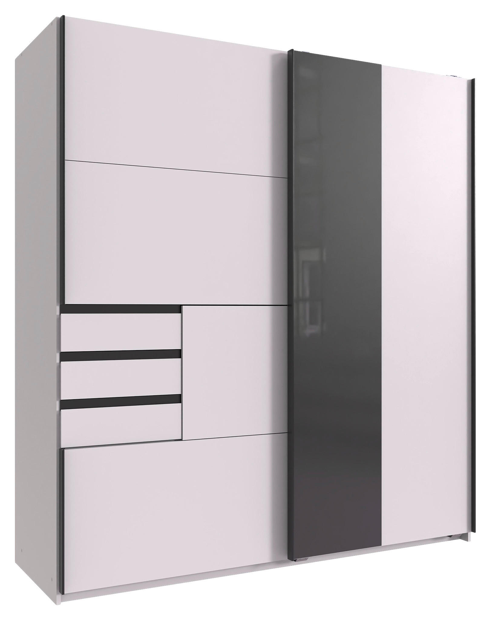 GARDEROB MED SKJUTDÖRRAR 180/198/65 cm 2-dörrar - vit/svart, Modern, trämaterial/glas (180/198/65cm) - MID.YOU