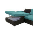 ECKSOFA  in Flachgewebe Schwarz, Türkis  175/271 cm  - Türkis/Schwarz, Design, Kunststoff/Textil (175/271cm) - Xora