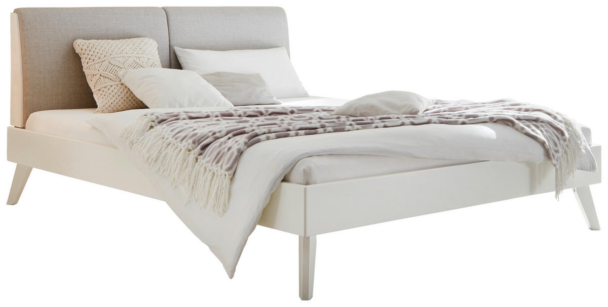 BETT 160/200 cm,  in Weiß, Hellgrau,  - Hellgrau/Weiß, Natur (160/200cm) - Hasena