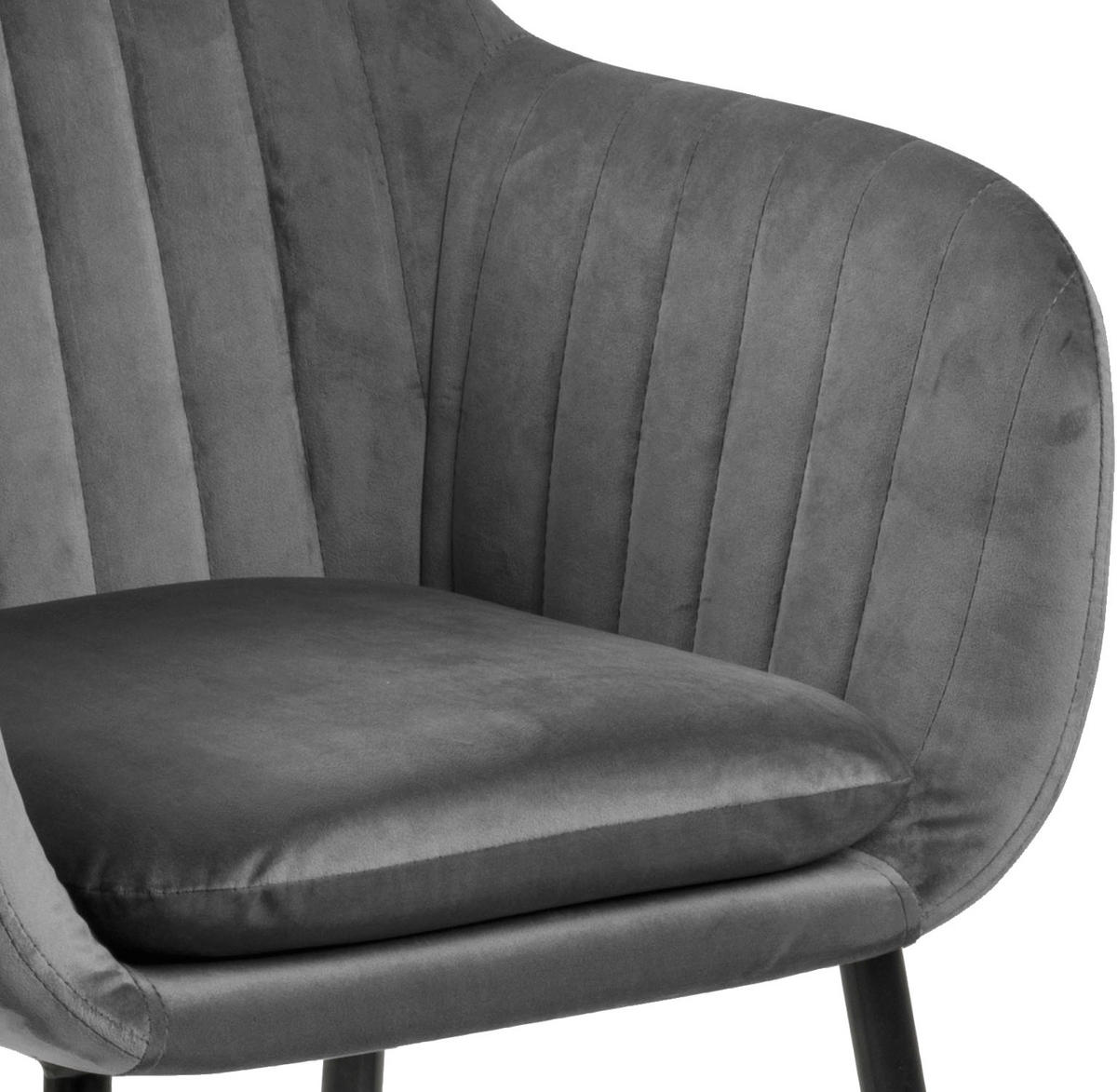 ŽIDLE S PODRUČKAMI, velur, tmavě šedá, černá - černá/tmavě šedá, Trend, kov/textil (57/83/59cm) - Ambia Home