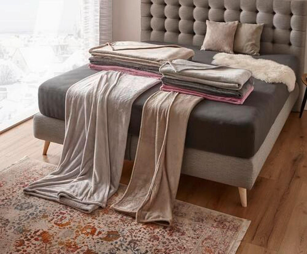 Wohndecke 140x190 cm aus Polyester Taupe & Beige