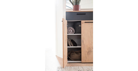 GARDEROBE 2-teilig in 180/195/38 cm - Eichefarben/Anthrazit, KONVENTIONELL, Holzwerkstoff (180/195/38cm) - Moderano