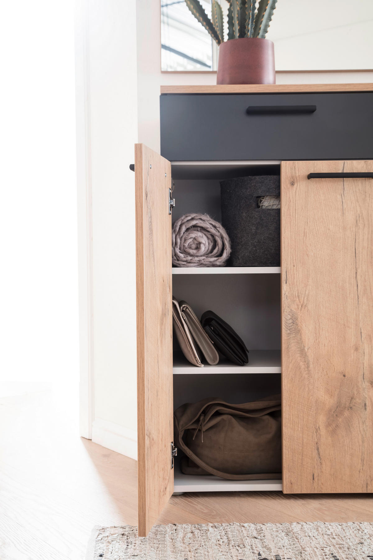 GARDEROBE 2-teilig  in 180/195/38 cm  - Eichefarben/Anthrazit, KONVENTIONELL, Holzwerkstoff (180/195/38cm) - Moderano