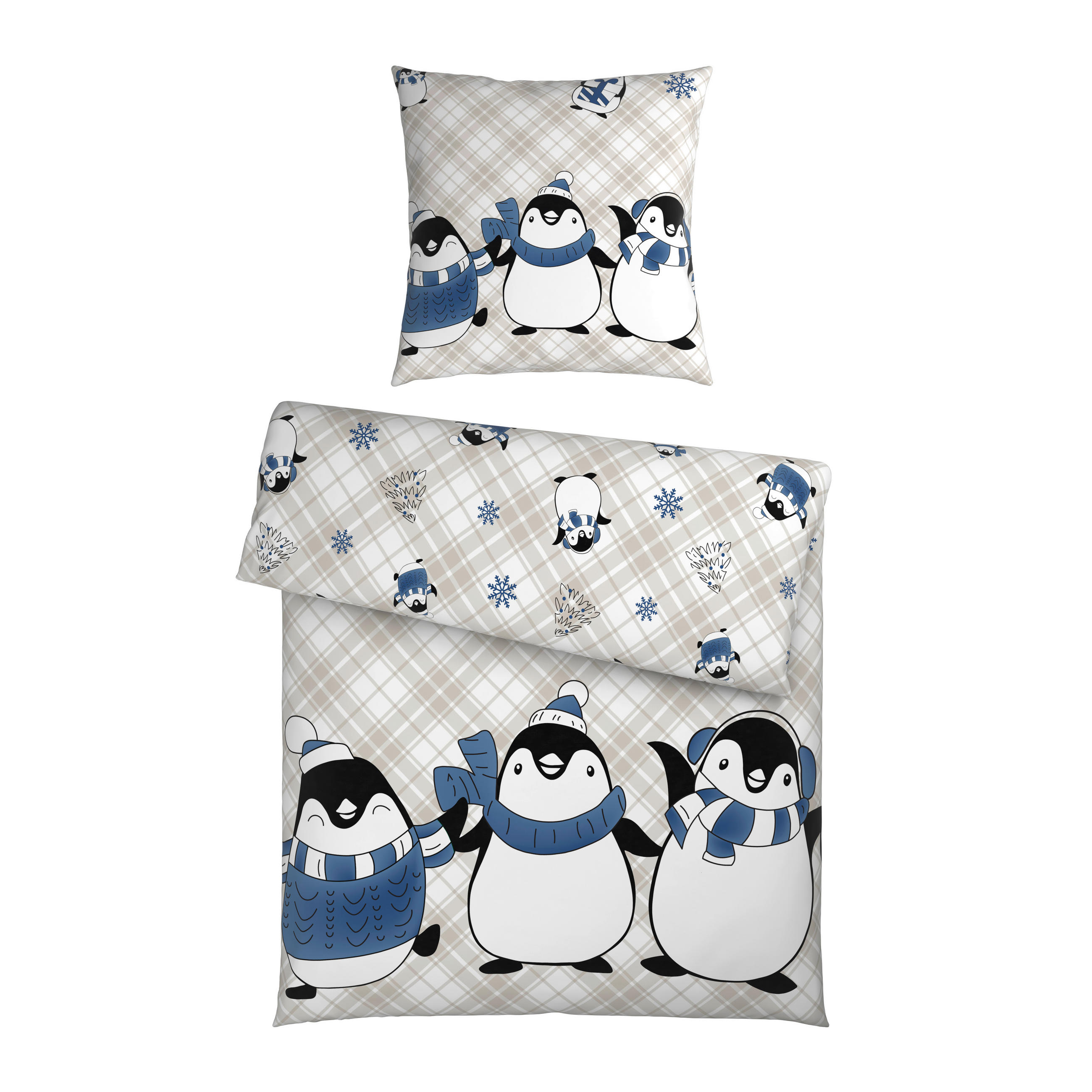 BETTWÄSCHE 2-teilig Flanell 135/200 cm  - Dunkelblau/Grau, Textil (135/200cm) - Esposa
