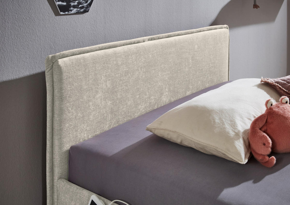 POLSTERBETT 90/200 cm in Beige - weiches Design