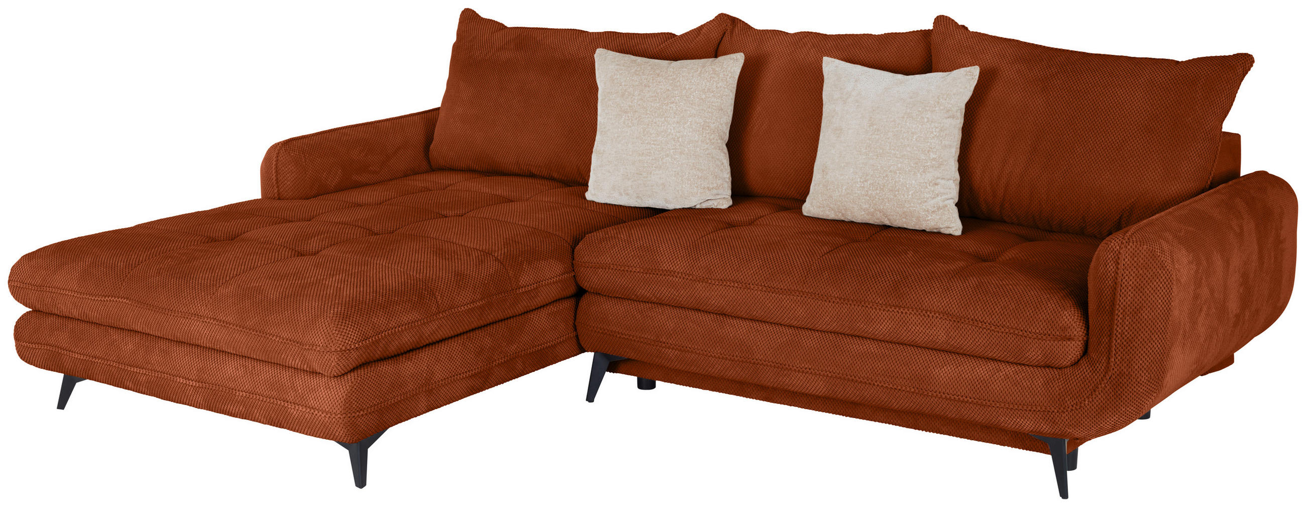 ECKSOFA WAVE Orange Struktur  - Beige/Schwarz, MODERN, Textil/Metall (189/266cm) - MID.YOU