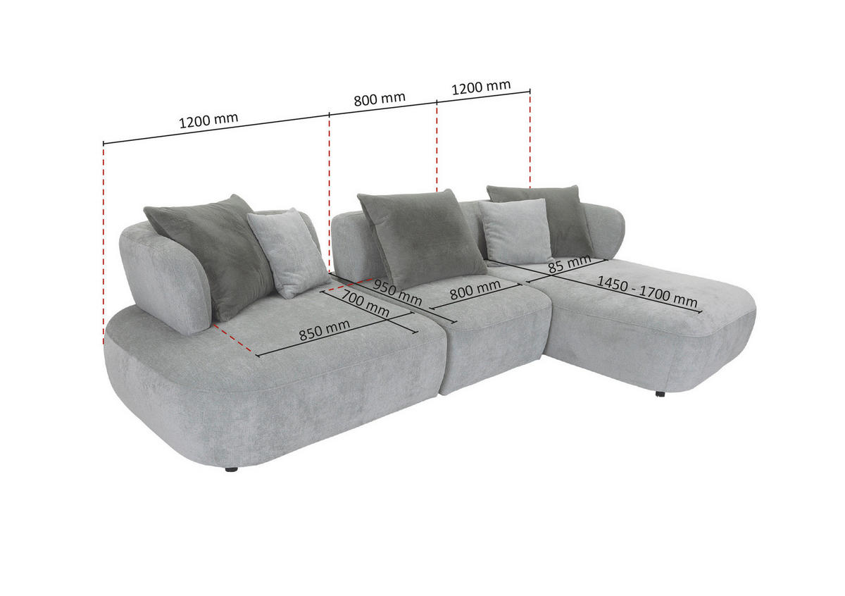 ECKSOFA Mintgrün Flachgewebe Zierkissen, Rückenkissen, Rücken echt, Sitztiefenverstellung  - Salbeigrün/Schwarz, MODERN, Kunststoff/Textil (320/190cm) - Ambia Home