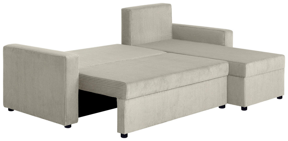 ECKSOFA Creme Cord  - Creme/Schwarz, Design, Kunststoff/Textil (228/147cm) - P & B