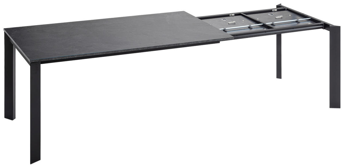 ESSTISCH in Metall, Holzwerkstoff 160-250/90/75 cm  - Schieferfarben/Schwarz, Design, Holzwerkstoff/Metall (160-250/90/75cm) - Novel