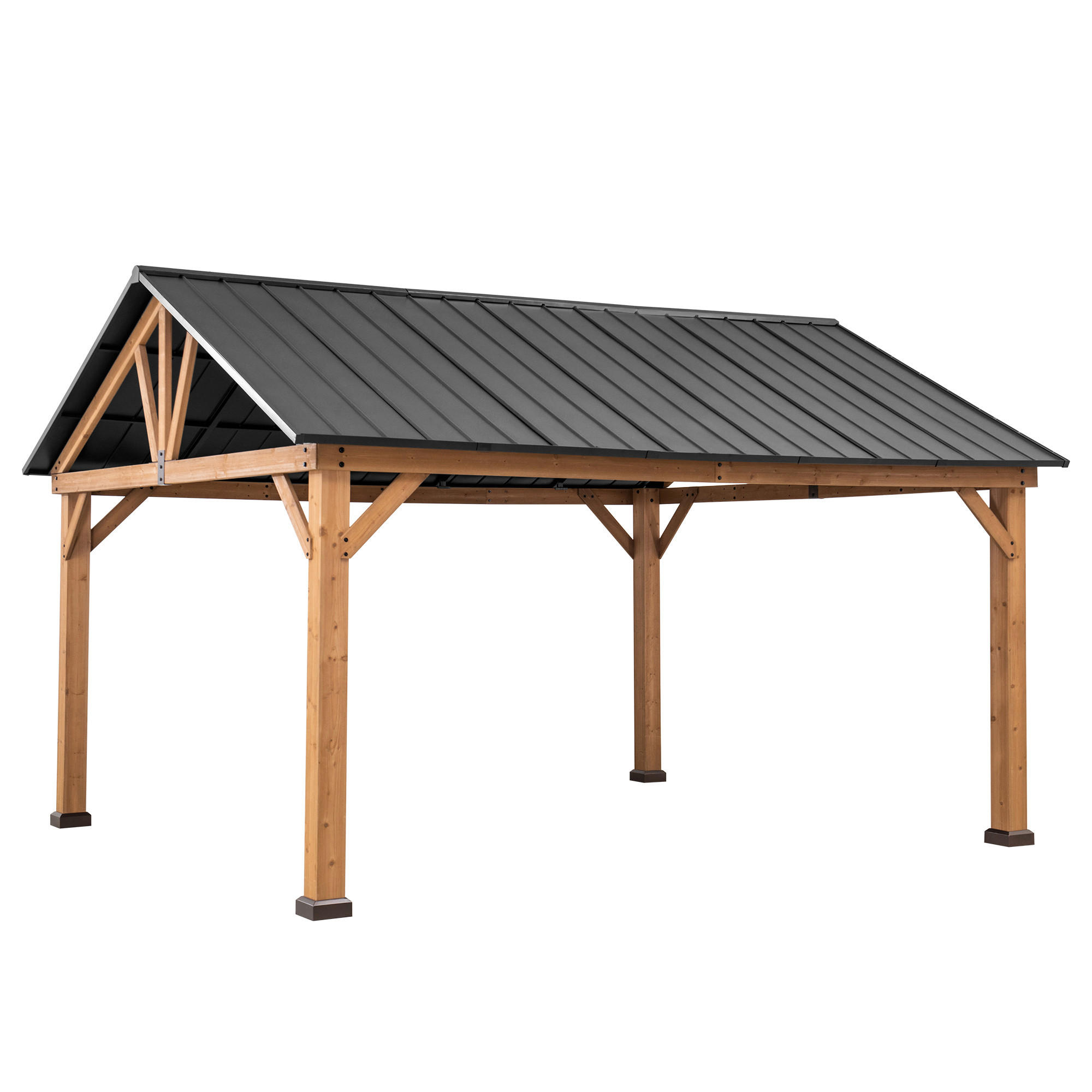 PAVILLON 404/306/465 cm  - Anthrazit/Naturfarben, Basics, Holz/Metall (404/306/465cm) - Modante
