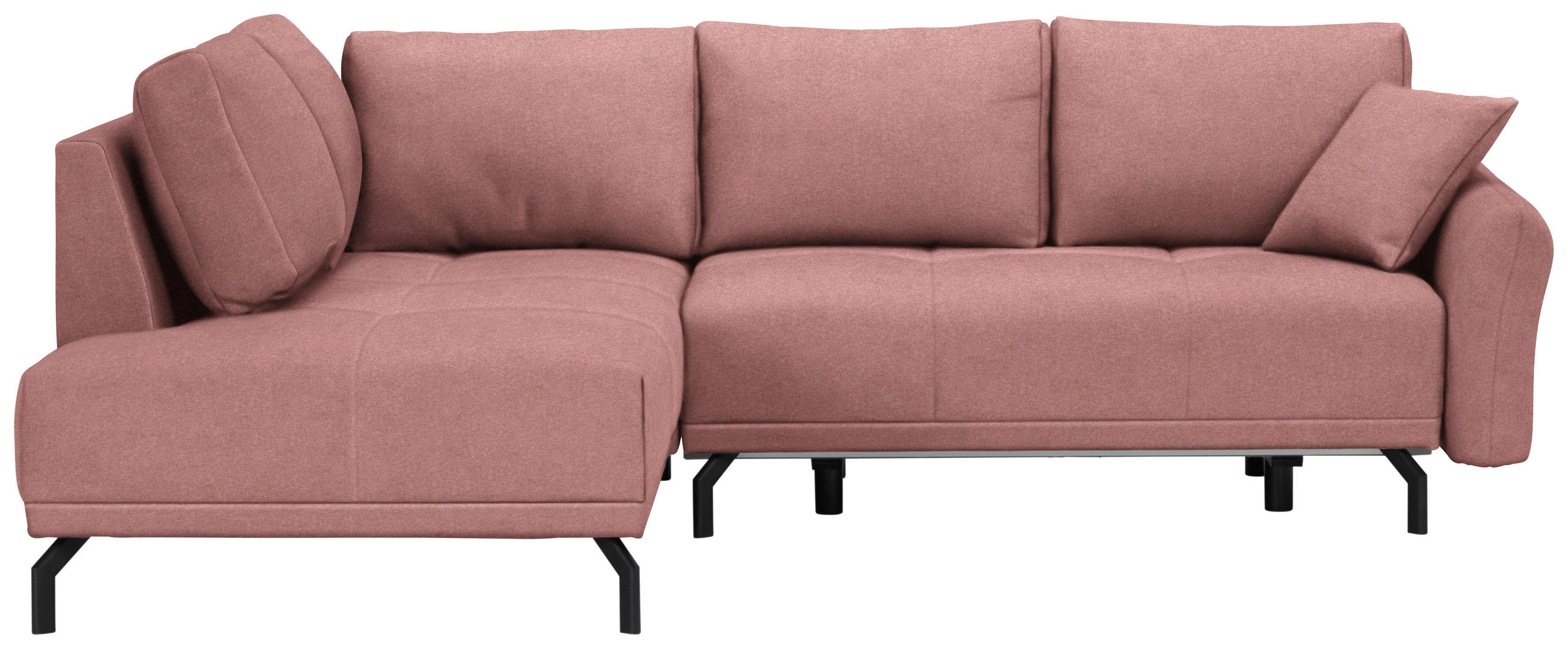ECKSOFA in Webstoff Altrosa  191/250 cm  - Schwarz/Altrosa, LIFESTYLE, Textil/Metall (191/250cm) - Carryhome