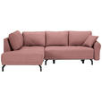 ECKSOFA  in Webstoff Altrosa Zierkissen, Rückenkissen, Bettkasten, Schlaffunktion, Rücken echt  191/250 cm  - Schwarz/Altrosa, LIFESTYLE, Textil/Metall (191/250cm) - Carryhome