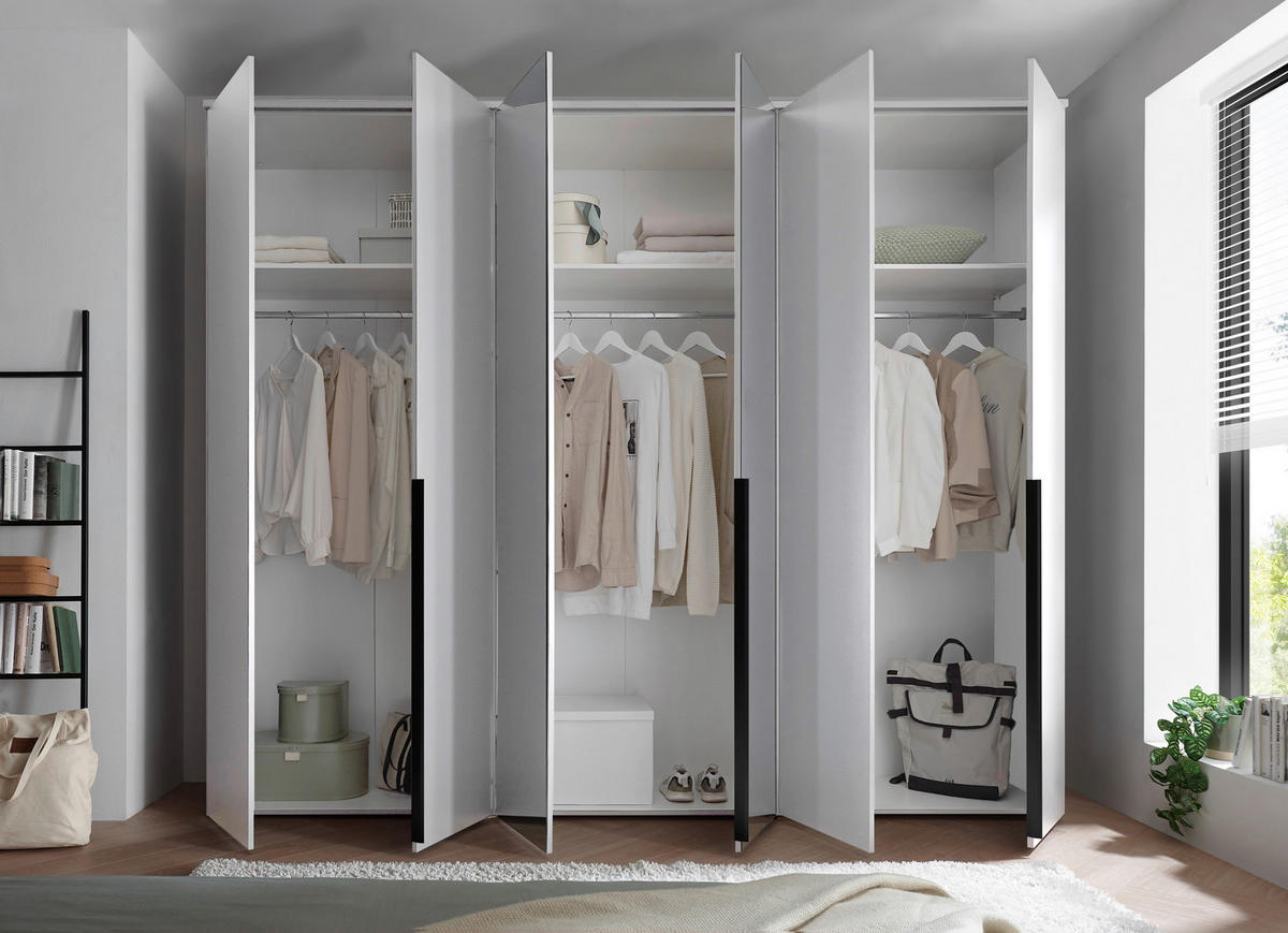 DREHTÜRENSCHRANK  in Weiß  - Schwarz/Weiß, MODERN, Glas/Holzwerkstoff (270/225/52cm) - Carryhome