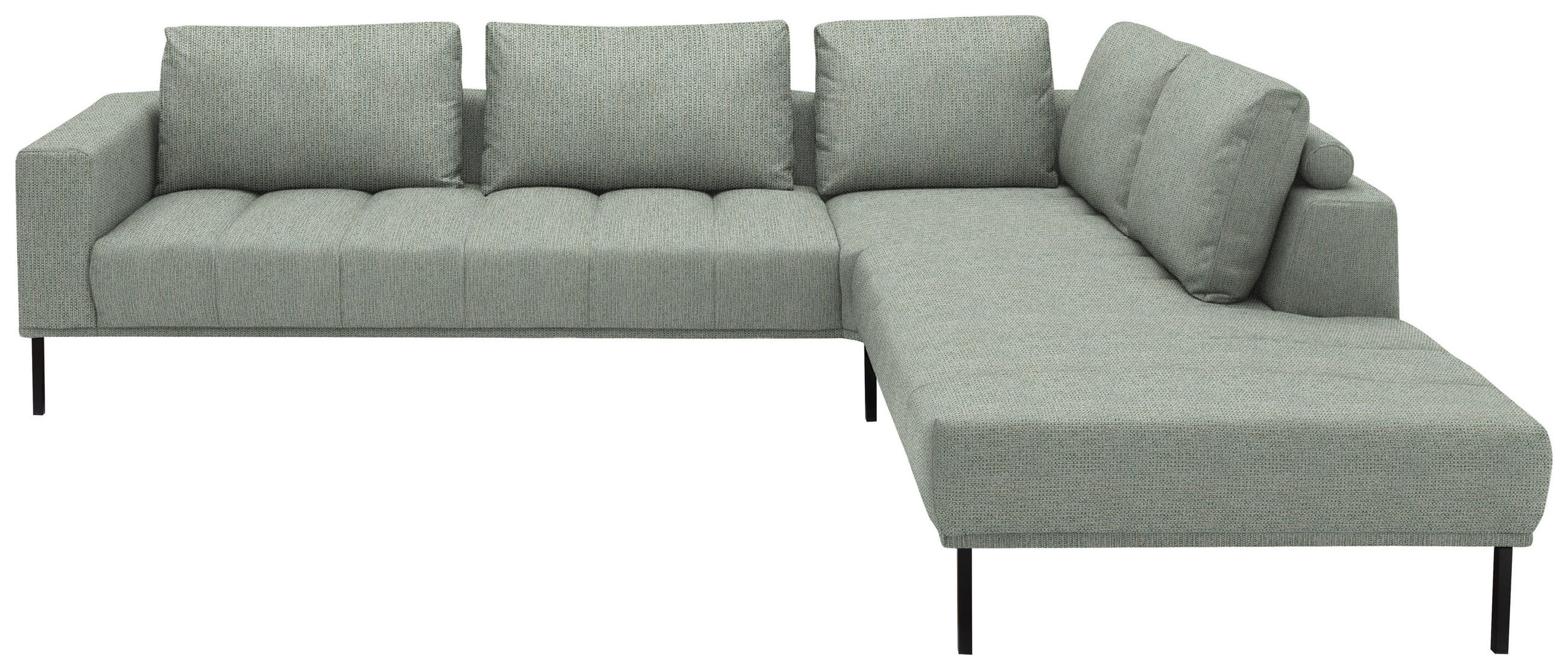 ECKSOFA Flachgewebe Platinfarben  - Platinfarben/Schwarz, Design, Textil/Metall (308/270cm) - Pure Home Lifestyle