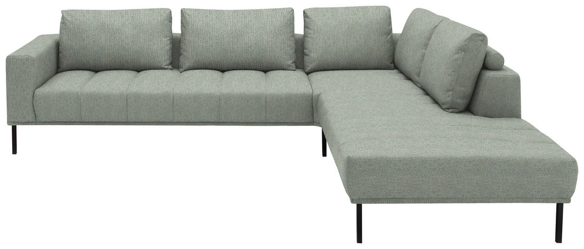 ECKSOFA Flachgewebe Platinfarben  - Platinfarben/Schwarz, Design, Textil/Metall (308/270cm) - Pure Home Lifestyle