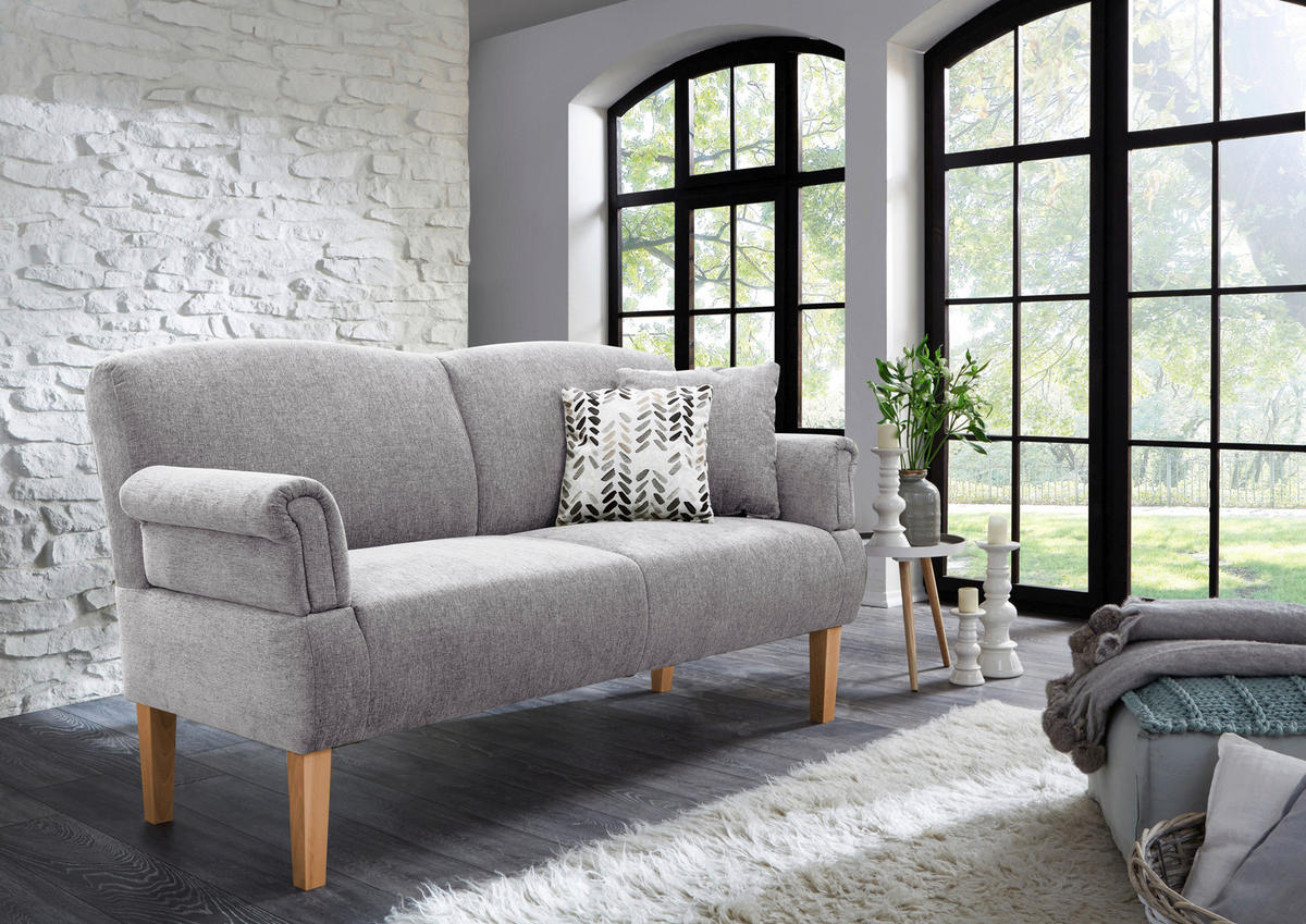 KÜCHENSOFA  - Hellgrau/Naturfarben, ROMANTIK / LANDHAUS, Holz/Textil (181/98/81cm) - Cantus
