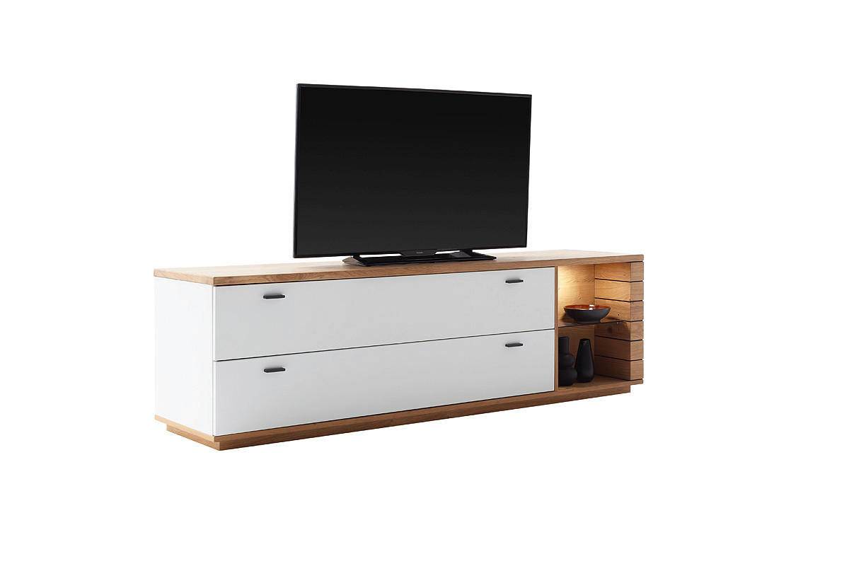 LOWBOARD  in 201/60/50 cm  - Wildeiche/Anthrazit, Design, Glas/Holz (201/60/50cm) - Novel