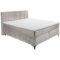 BOXSPRINGBETT 180/200 cm  in Hellgrau  - Hellgrau/Schwarz, Design, Holzwerkstoff/Kunststoff (180/200cm) - Xora
