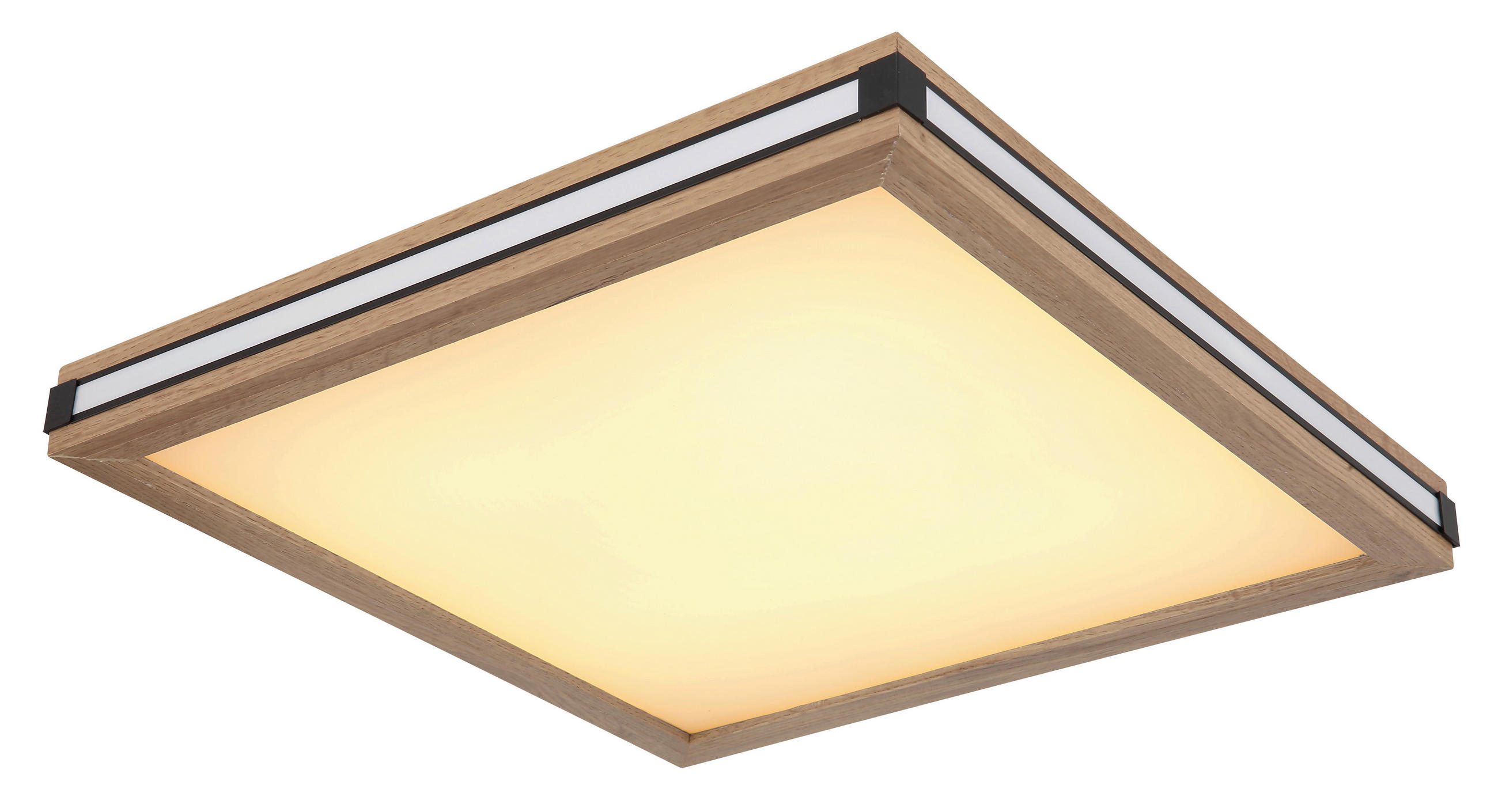 LED SVJETILJKA STROPNA  - bijela/tamno smeđa, Natur, drvni materijal/metal (45/45/7,5cm) - Globo