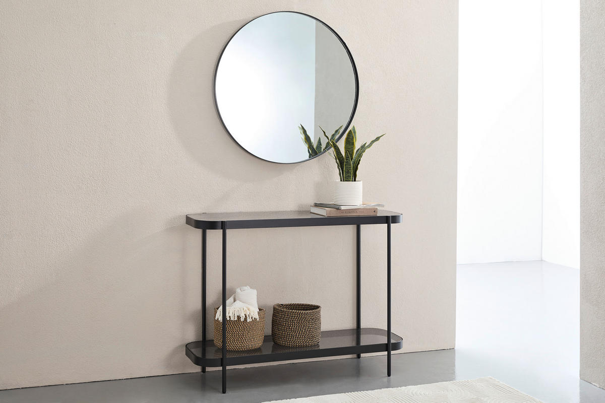 KONSOLENTISCH Grau, Schwarz  - Schwarz/Grau, Trend, Glas/Metall (110/38/80cm) - Novel