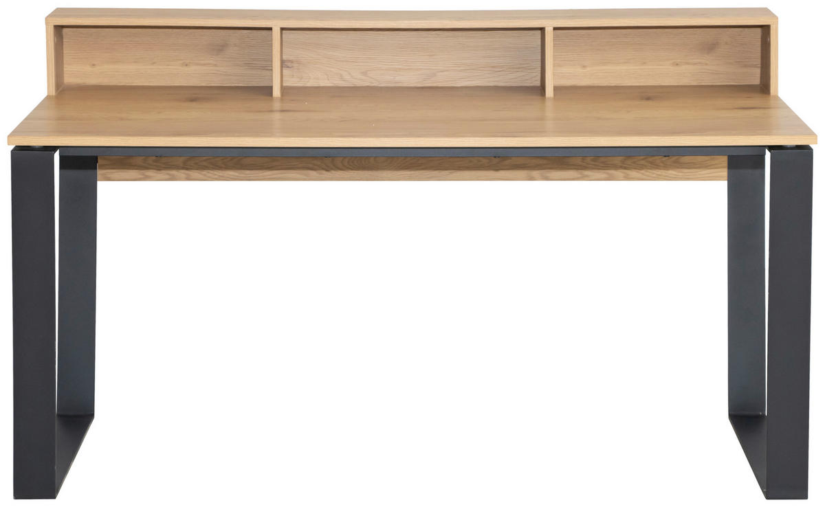 SCHREIBTISCH  in Schwarz, Eichefarben  - Eichefarben/Schwarz, MODERN, Holzwerkstoff/Metall (150/80/80cm) - MID.YOU