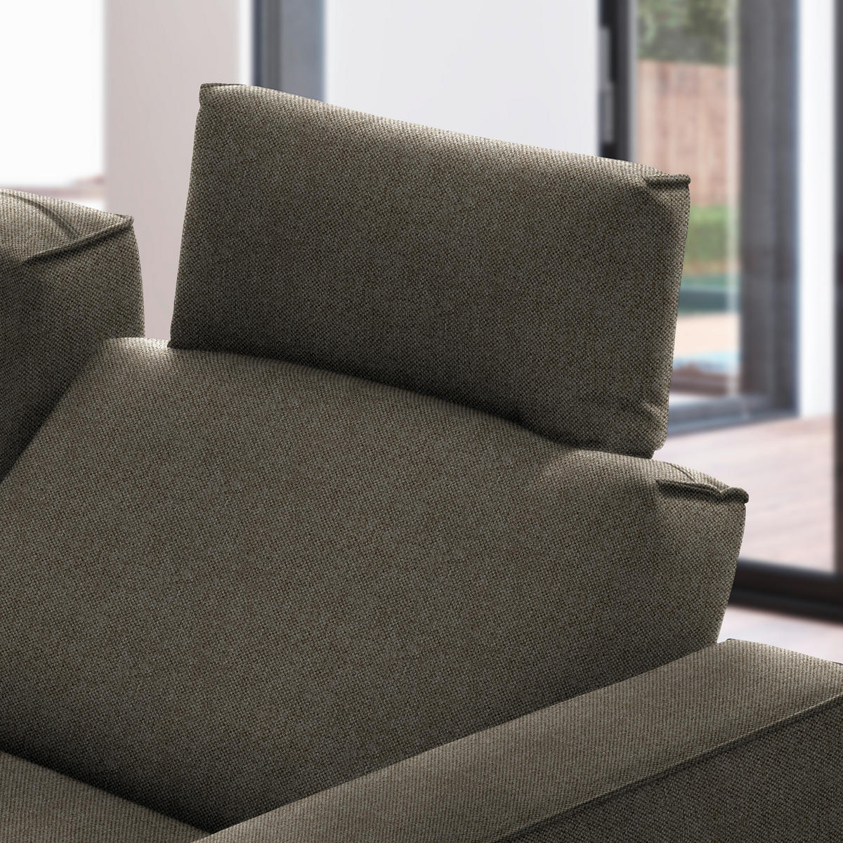 ECKSOFA in Flachgewebe Hellbraun  - Hellbraun/Schwarz, Design, Textil/Metall (210/260cm) - Johann Jakob