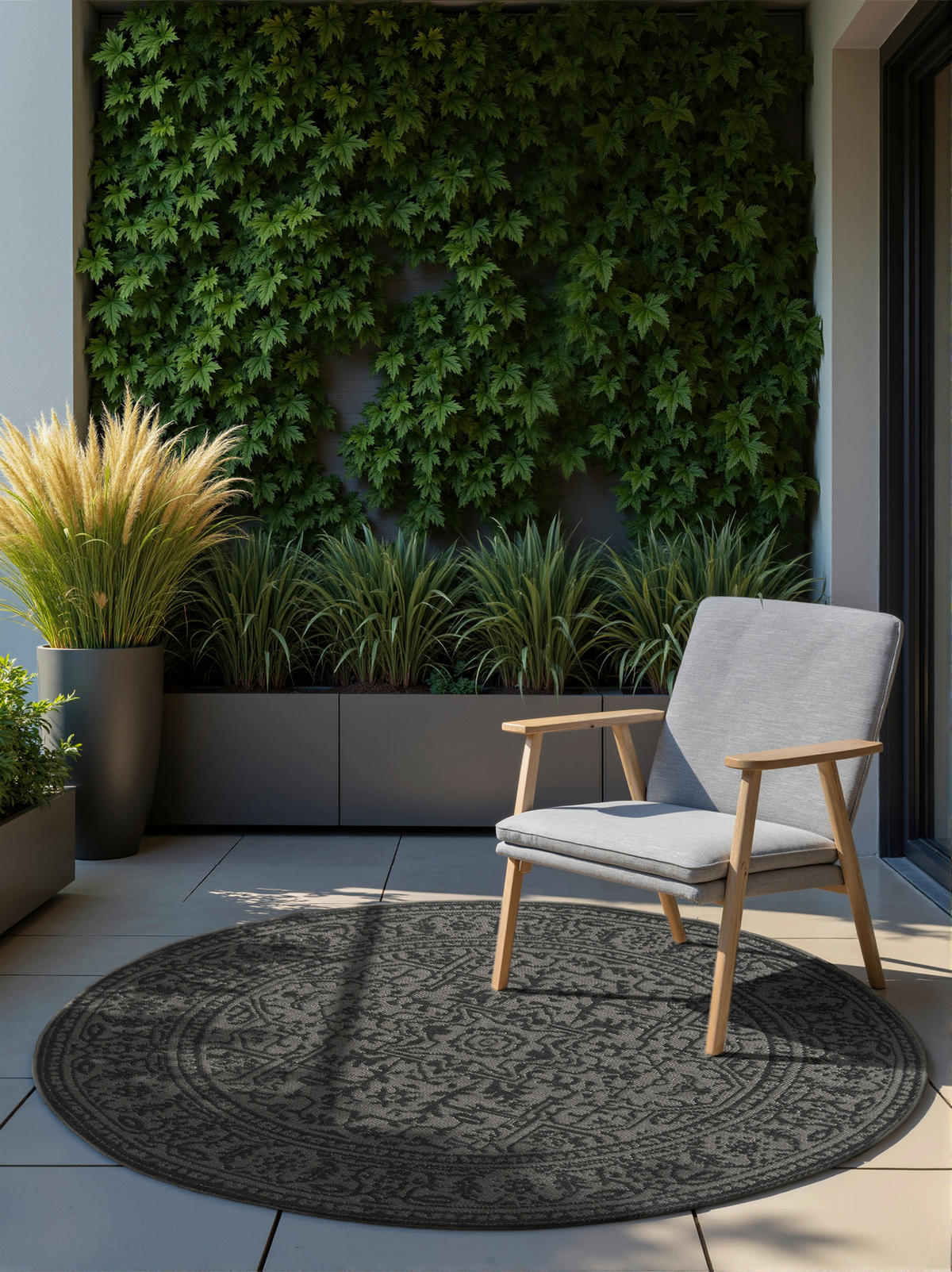 OUTDOORTEPPICH 160 cm Duet Schwarz, Weiß  - Schwarz/Weiß, Design, Kunststoff (160cm)