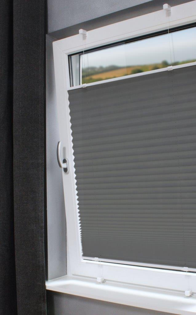 PLISSEE  halbtransparent   60/130 cm   - Hellgrau, Basics, Textil (60/130cm) - Boxxx