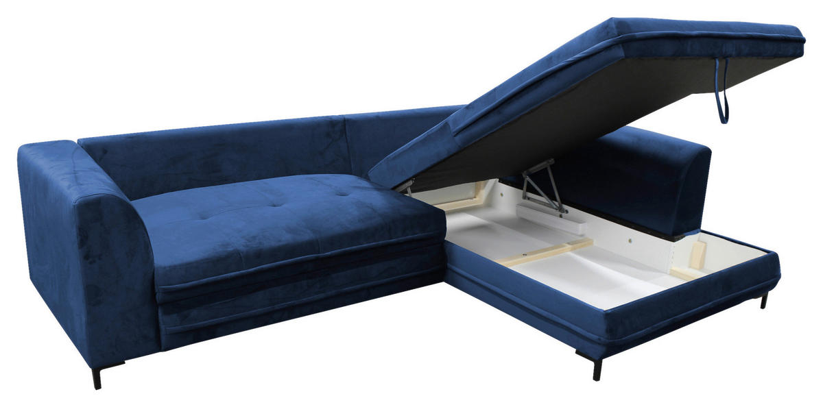 ECKSOFA Royalblau Velours  - Blau/Royalblau, Design, Textil/Metall (277/187cm) - Livetastic