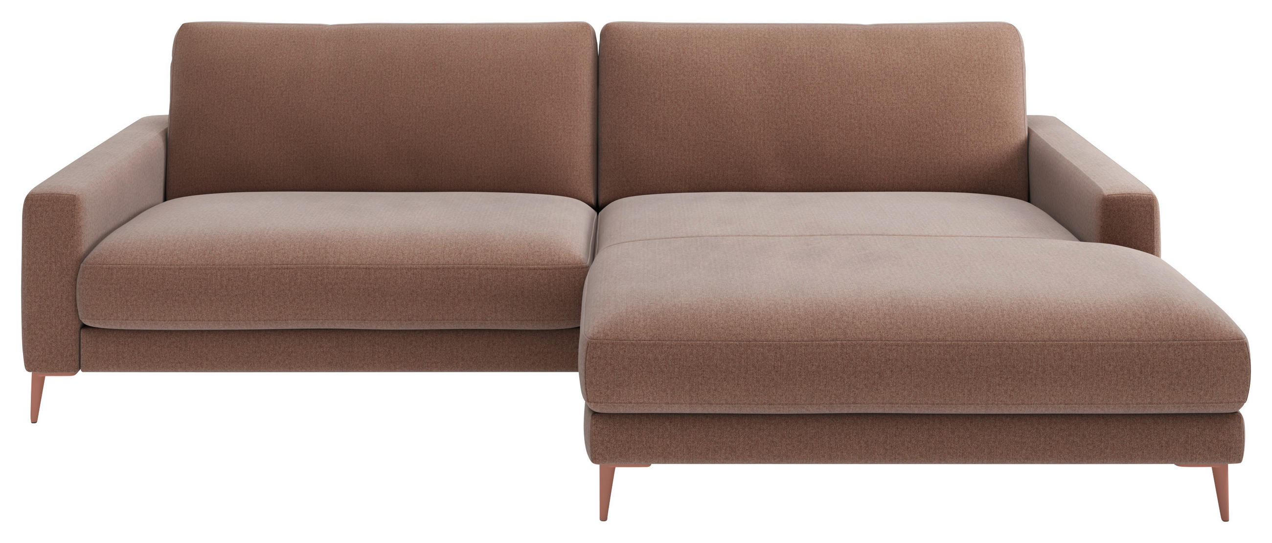 ECKSOFA Hellrosa Flachgewebe Rücken echt  - Hellrosa/Rosa, Design, Textil/Metall (272/190cm) - Lomoco