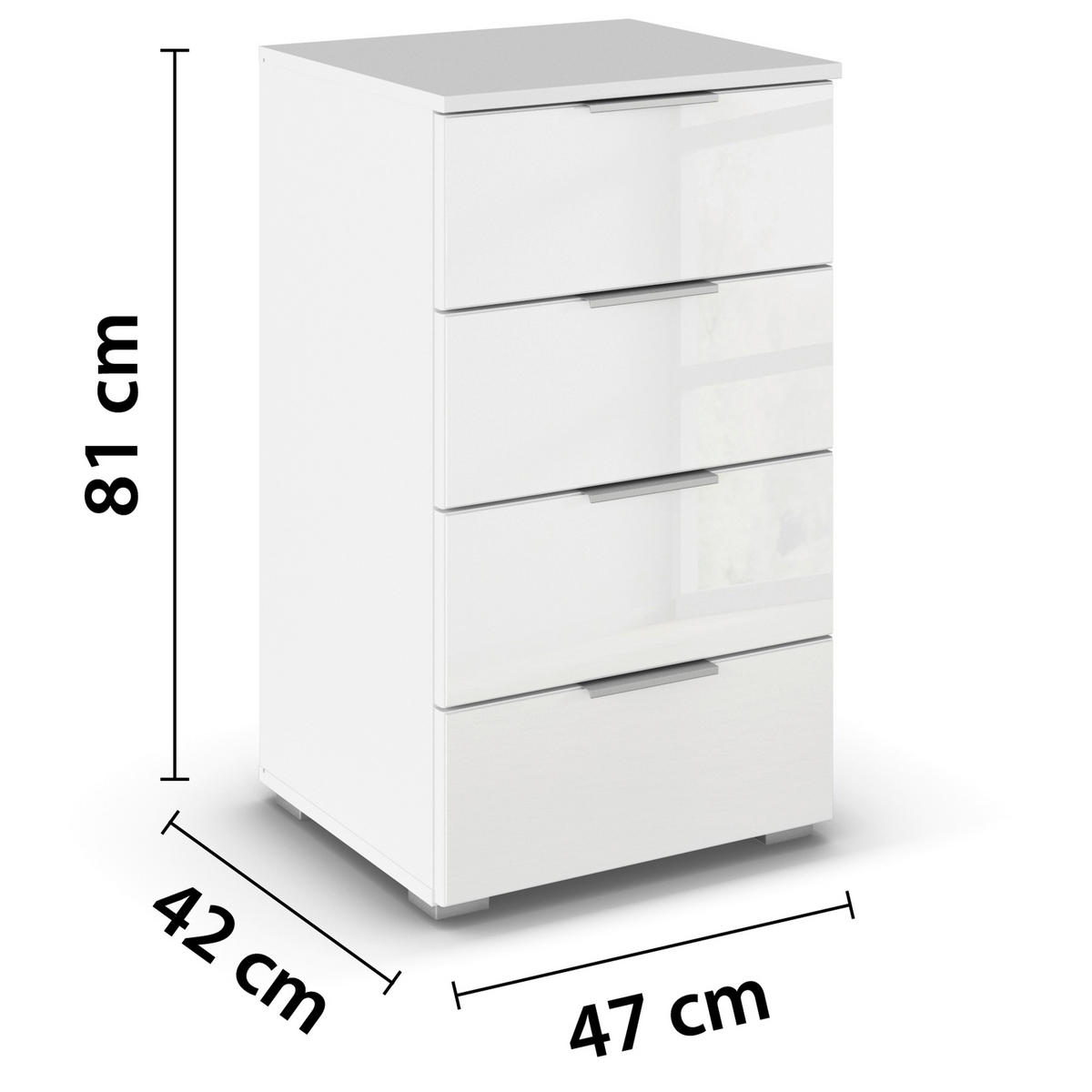 ÉJJELISZEKRÉNY fehér  - alumíniumszínű/fehér, Basics, műanyag/faalapú anyag (47/81/42cm) - Carryhome