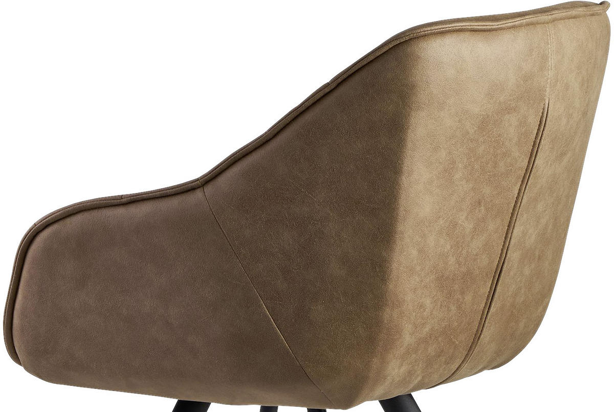 ŽIDLE S PODRUČKAMI, vzhled kůže, béžová - černá/béžová, Moderní, kov/textil (60/85/64cm) - MID.YOU