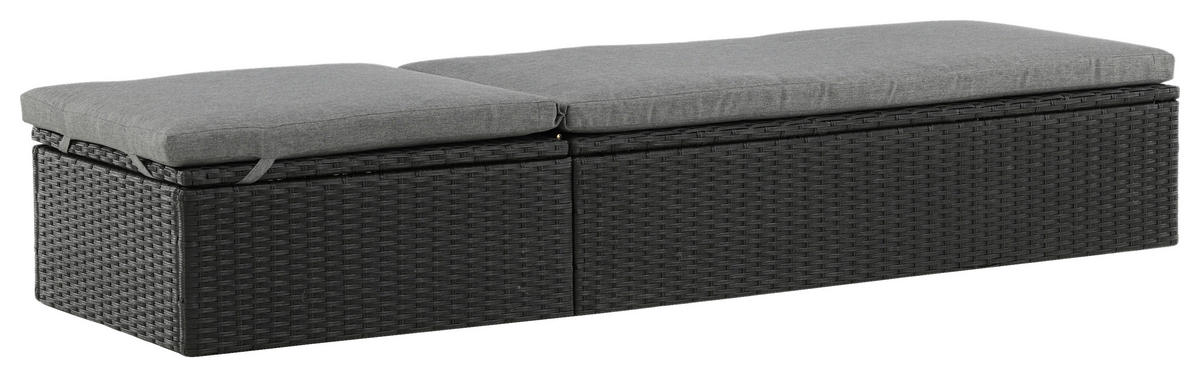 SONNENLIEGE 60.5/37.5/198 cm  - Schwarz/Grau, KONVENTIONELL, Kunststoff/Textil (60.5/37.5/198cm) - Gardenson