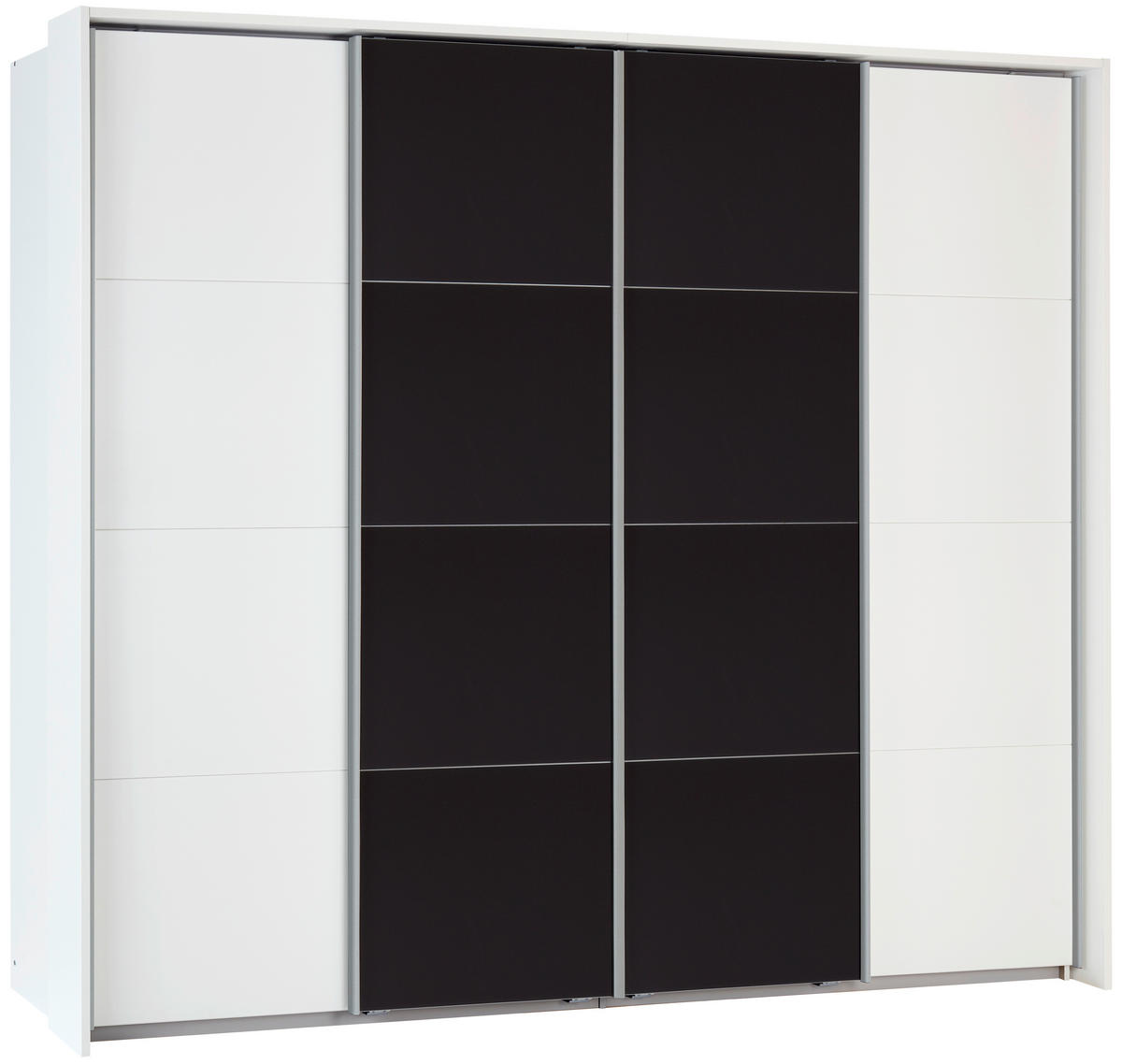 SCHIEBETÜRENSCHRANK 361/230/62 cm 4-türig Weiß  - Dunkelgrau/Alufarben, MODERN, Glas/Holzwerkstoff (361/230/62cm) - James Wood