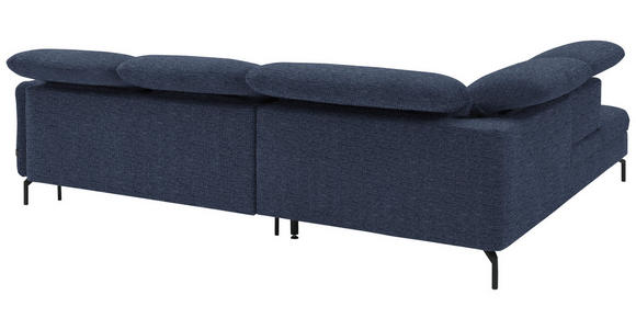 ECKSOFA in Flachgewebe Dunkelblau 233/299-313 cm - Schwarz/Dunkelblau, Design, Textil/Metall (233/299-313cm) - Dieter Knoll