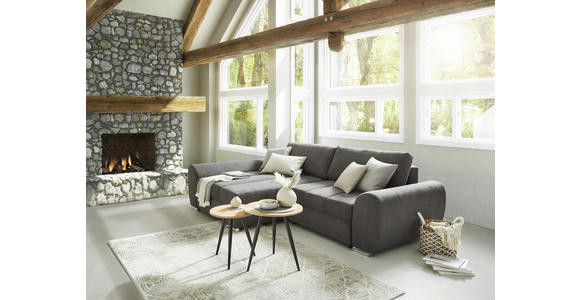 ECKSOFA Dunkelgrau Flachgewebe  - Chromfarben/Dunkelgrau, KONVENTIONELL, Textil/Metall (175/270cm) - Carryhome