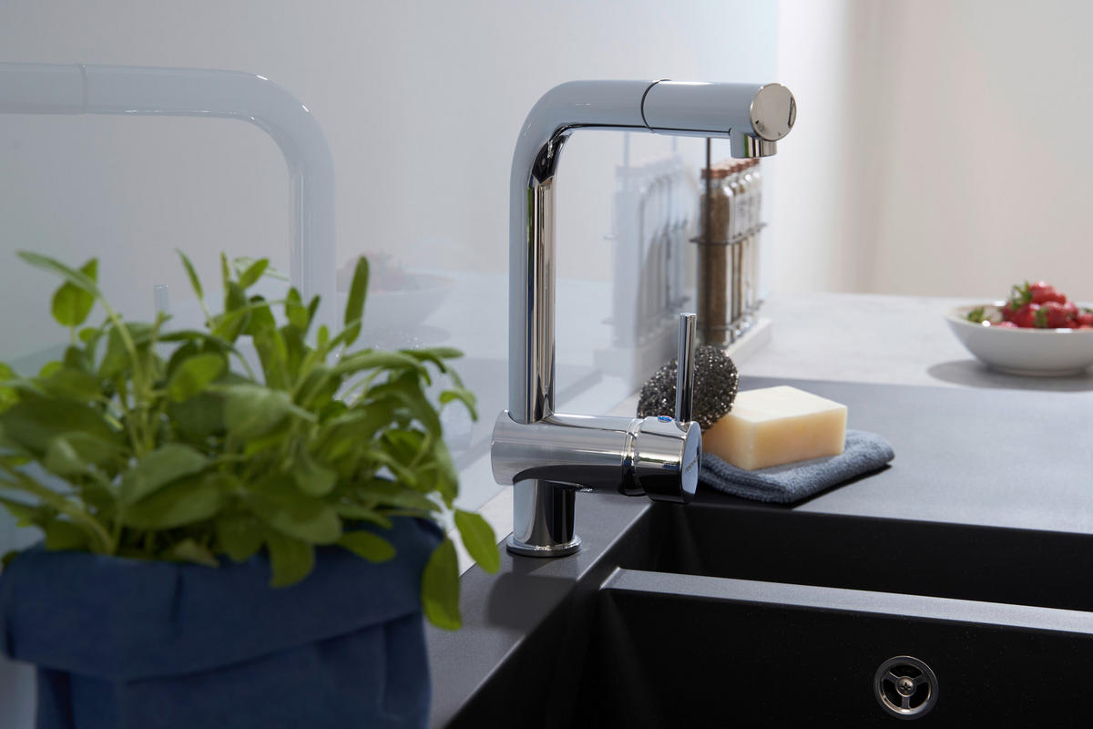 SPÜLE 1712DENVER100X50S  - Schwarz, Trend, Glas/Kunststoff (100/20/50cm) - Respekta