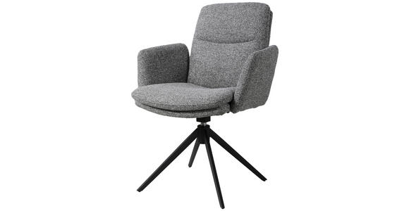 ARMLEHNSTUHL in Eisen Webstoff - Schwarz/Grau, Design, Textil/Metall (62/88/64cm) - Novel