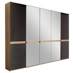 DREHTÜRENSCHRANK  in Graphitfarben, Eichefarben  - Chromfarben/Eichefarben, KONVENTIONELL, Glas/Holzwerkstoff (250/216/58cm) - Novel
