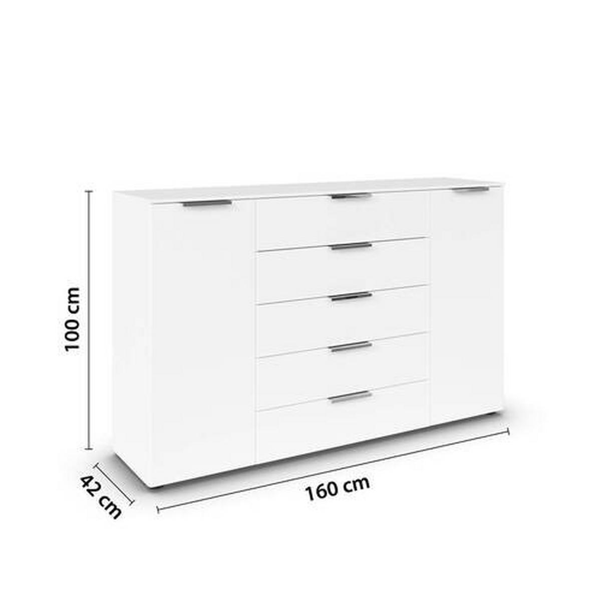 KOMÓD 160/100/42 cm  - króm/fekete, Modern, műanyag/faalapú anyag (160/100/42cm) - Rauch Möbel