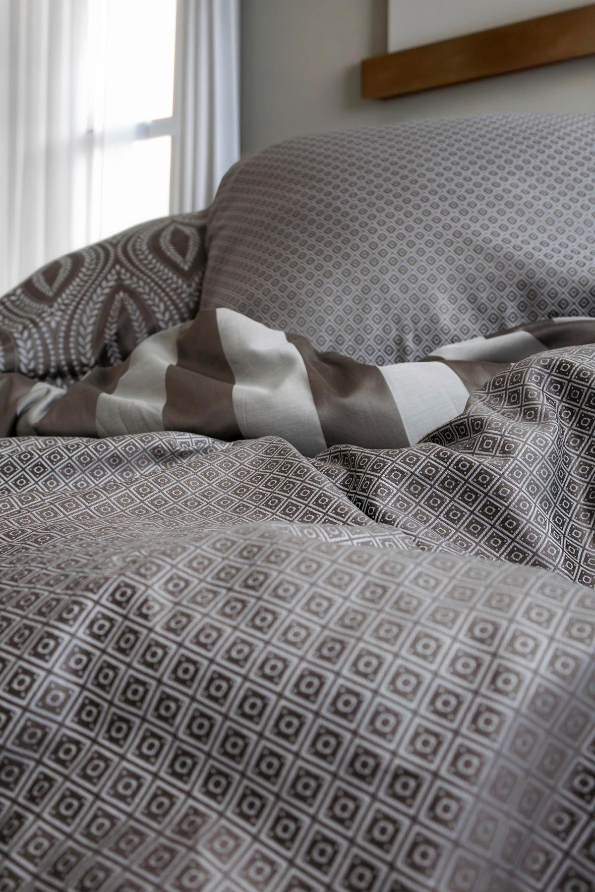 BETTWÄSCHESET 3-teilig Black Royal - Mako Brokat Damast Bettwäsche Damast 200/210 cm  - Anthrazit, Basics, Textil (200/210cm) - Fleuresse