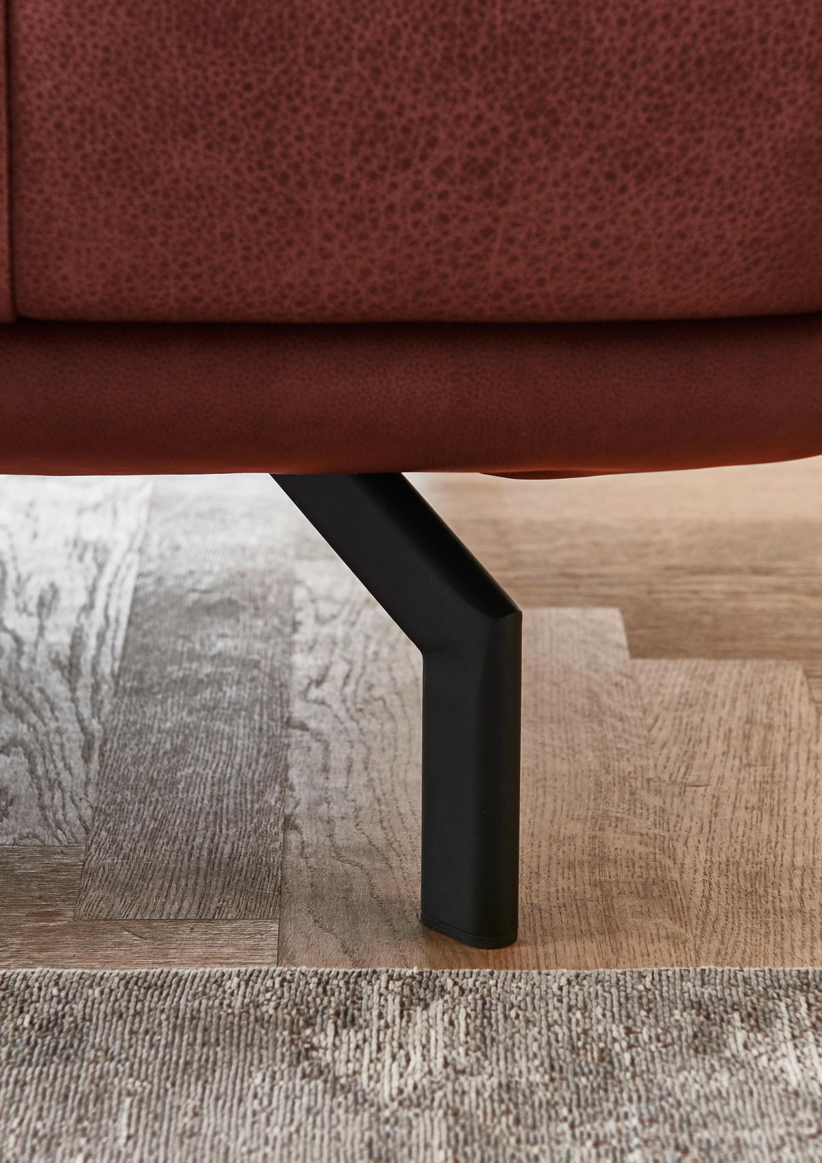 ECKSOFA in Echtleder Weinrot  - Anthrazit/Weinrot, Design, Leder/Metall (255/325cm) - Dieter Knoll