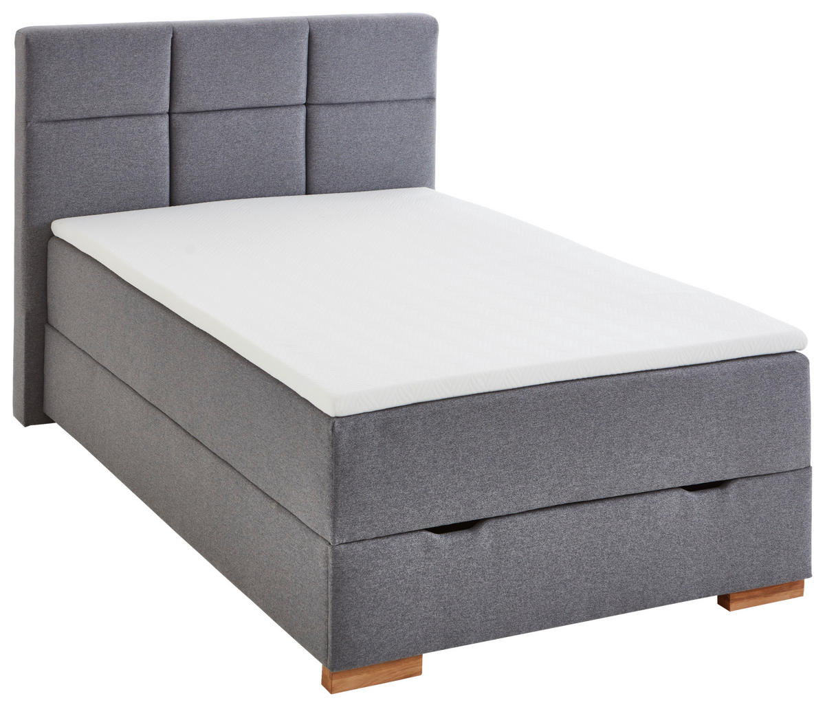 BOXSPRINGBETT 120/200 cm  in Grau  - Eichefarben/Grau, Basics, Holz/Textil (120/200cm) - home24