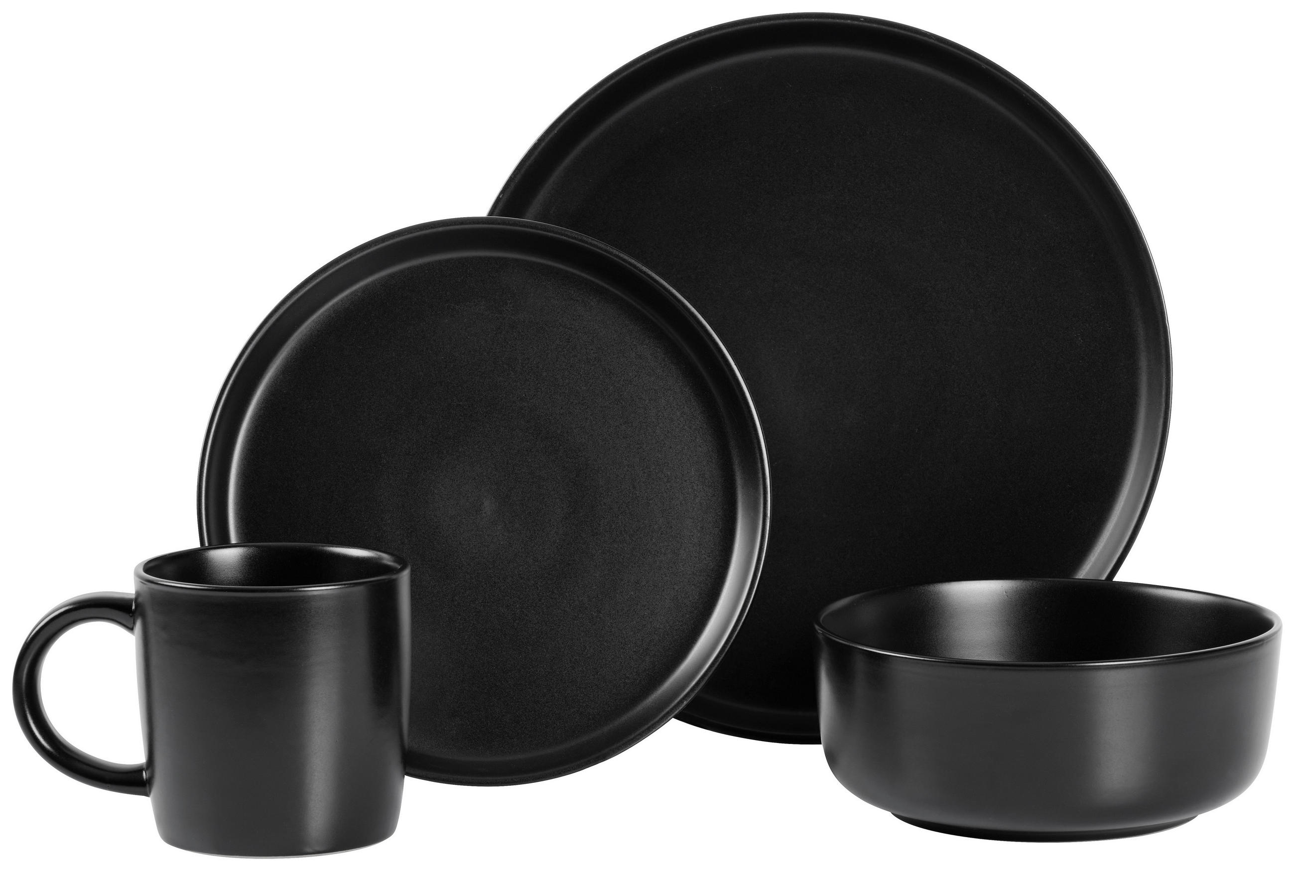 KOMBISERVICE Schwarz Salerno 16-teilig 4 Personen  - Schwarz, Trend, Keramik - Novel